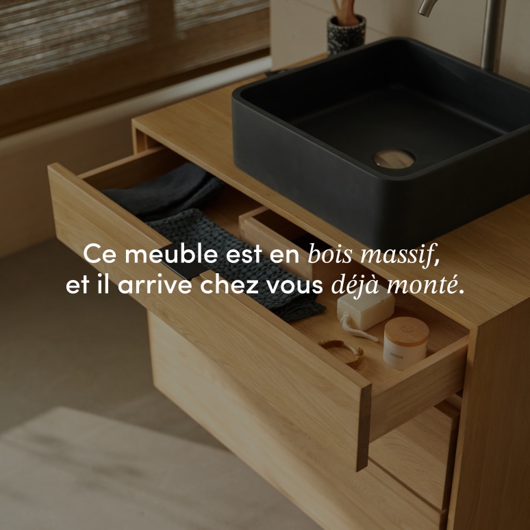 Senson - Meuble de salle de bain en chêne massif 80 cm