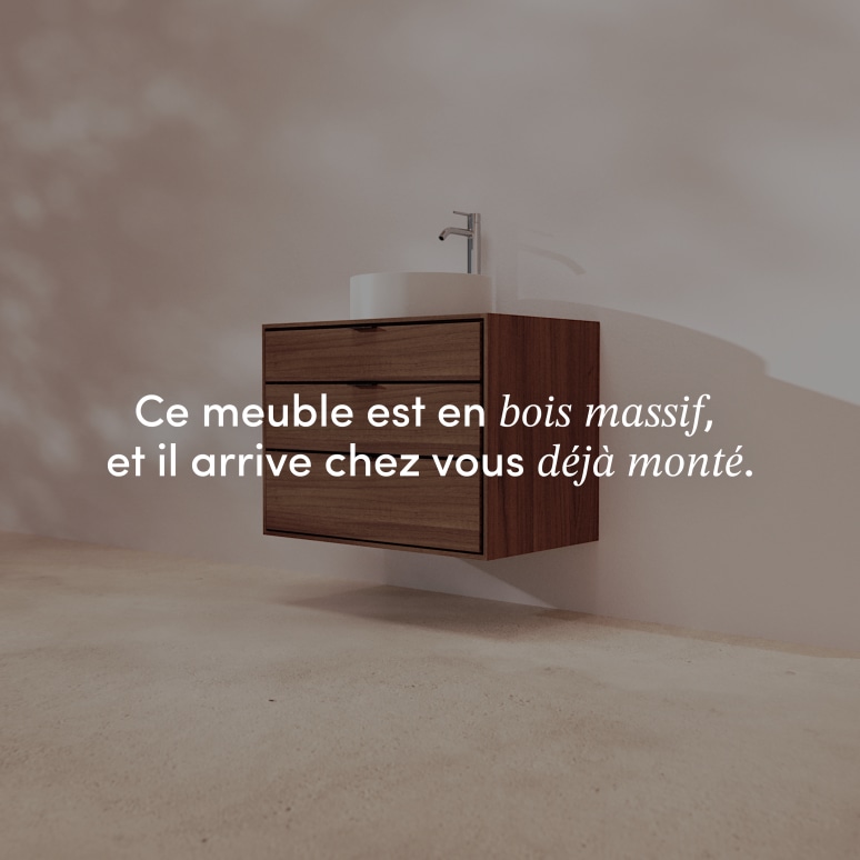 Senson - Meuble de salle de bain en noyer massif 80 cm