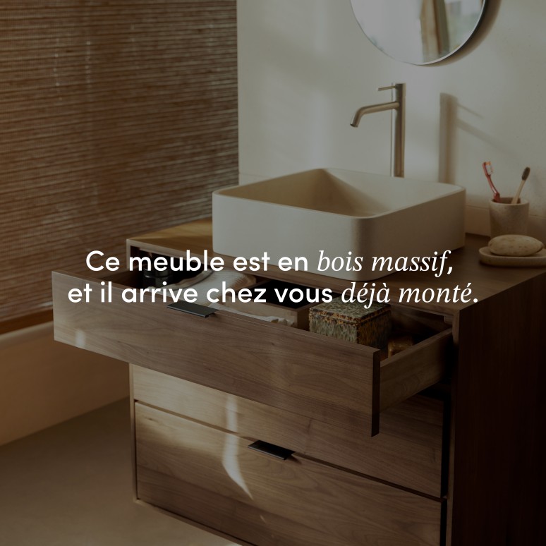 Senson - Meuble de salle de bain en noyer massif 80 cm