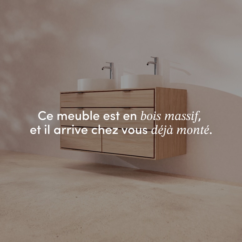 Senson - Meuble de salle de bain en chêne massif 120 cm