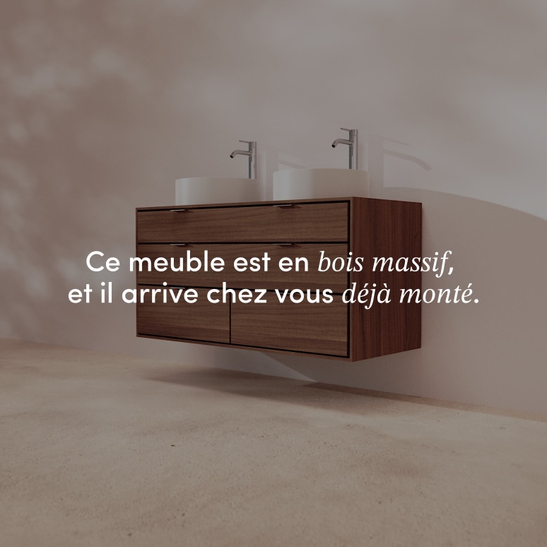 Senson - Meuble de salle de bain en noyer massif 120 cm