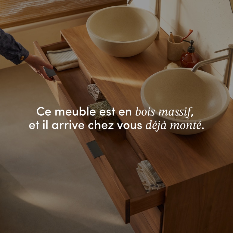 Senson - Meuble de salle de bain en noyer massif 120 cm