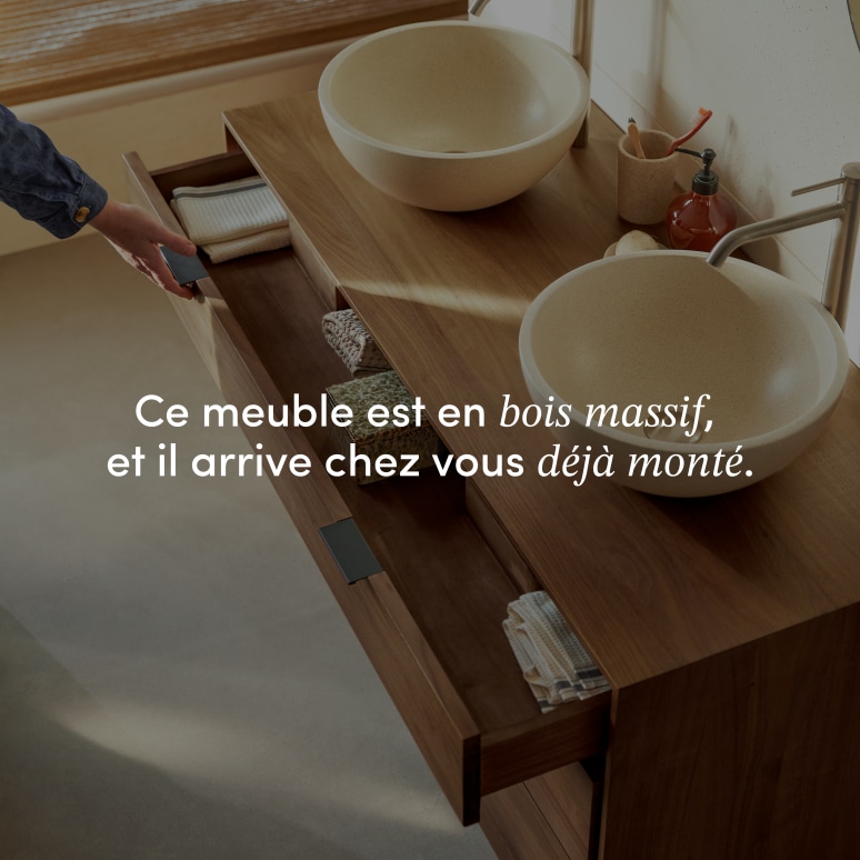 Senson - Meuble de salle de bain en noyer massif 120 cm