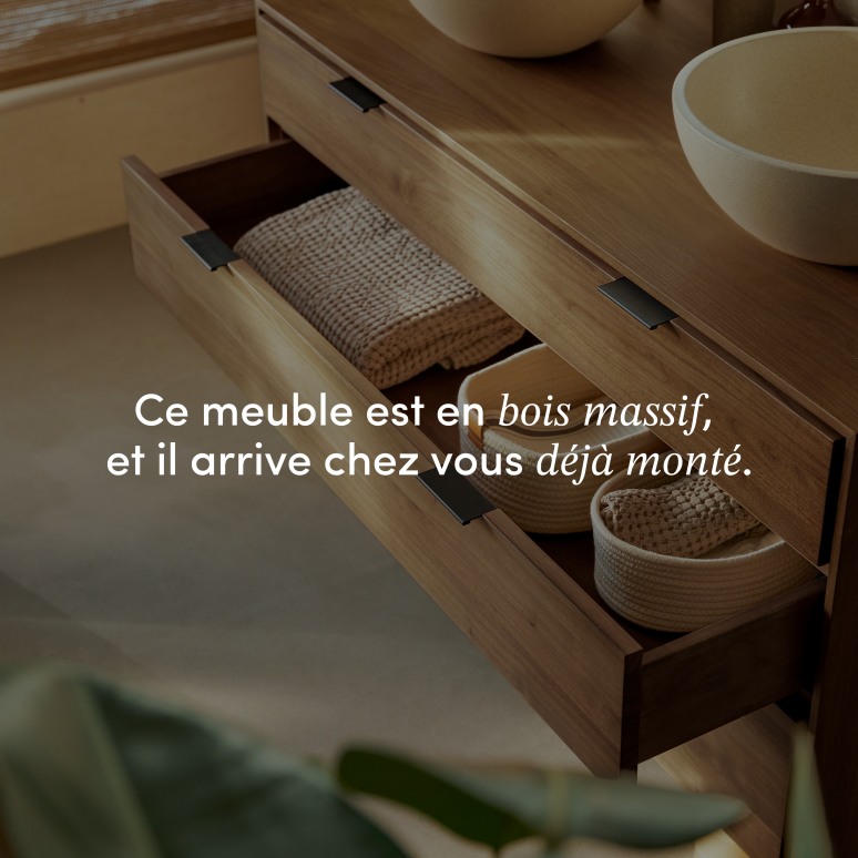 Senson - Meuble de salle de bain en noyer massif 120 cm