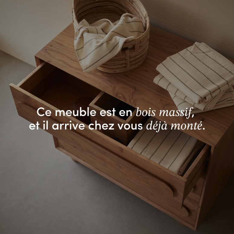 Olga -  Meuble de rangement en Acacia massif 90cm