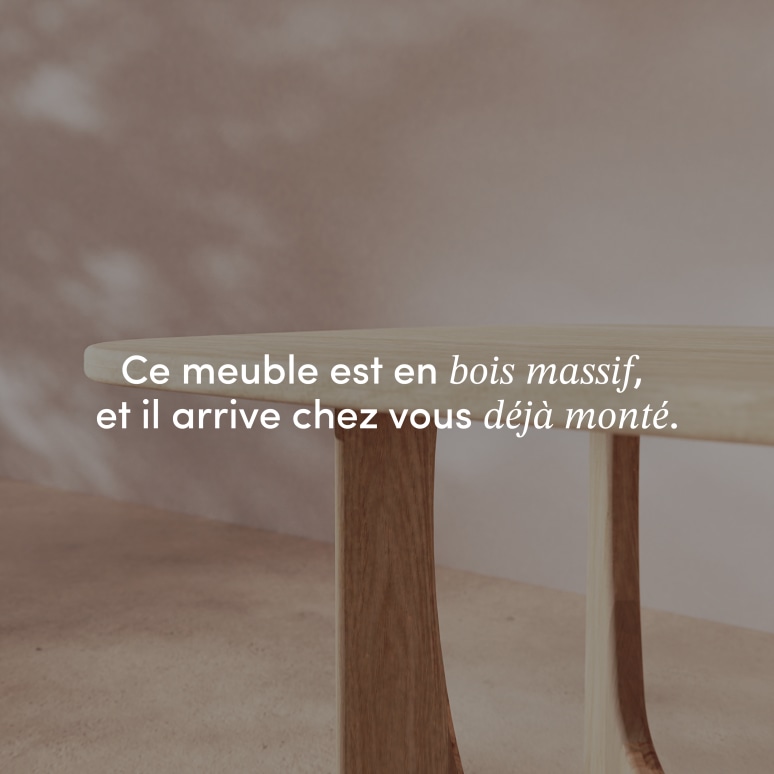 Mattia - Table en chêne massif et travertin 4 pers.