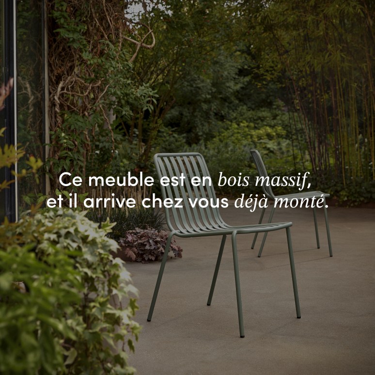 Téo - Ensemble de jardin en teck massif et métal green 4 chaises