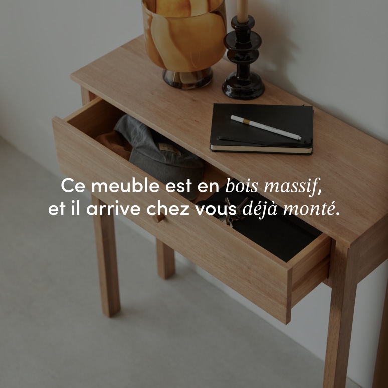 Renata - Console d'entrée en hévéa massif P. 28 cm