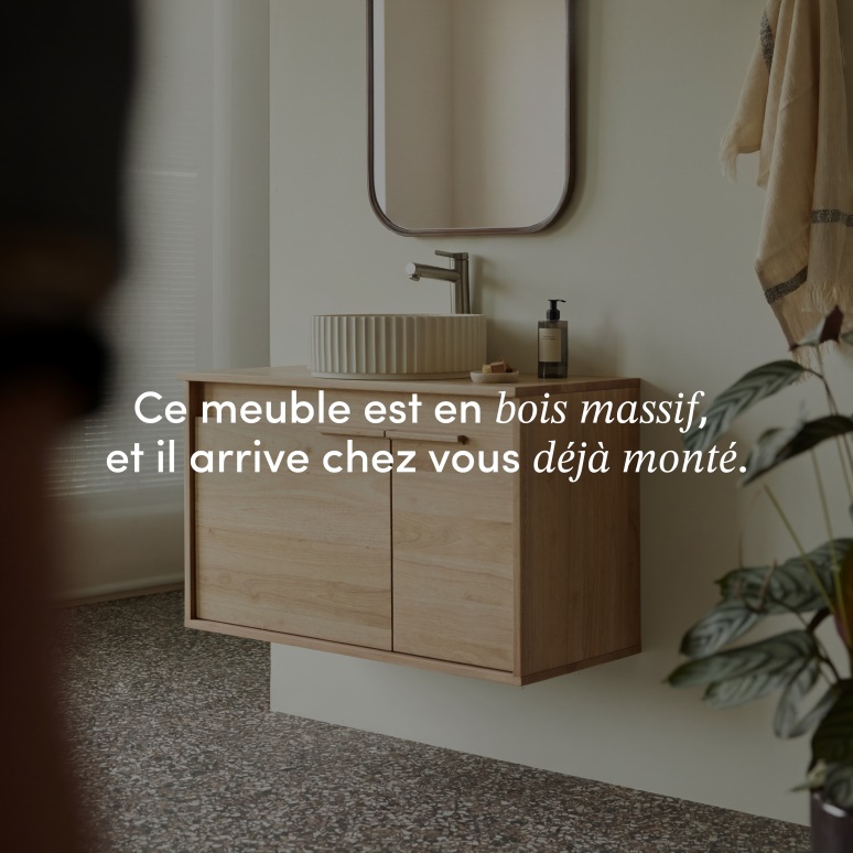 Néo - Meuble de salle de bain en hévéa massif 90cm