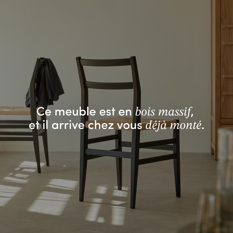 Clarisse - Chaise en orme massif noir et cordage