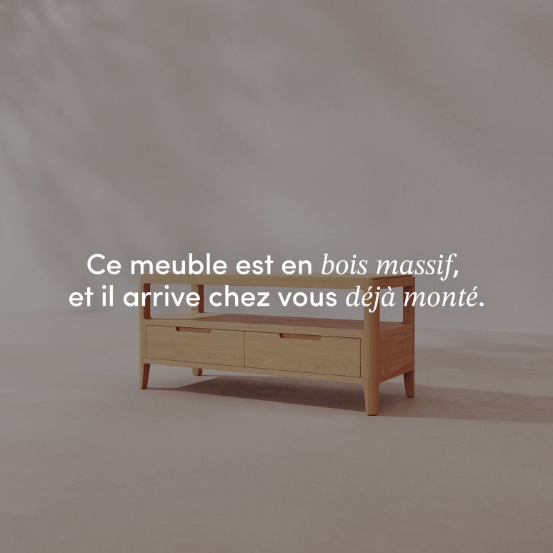 Arto - Meuble TV en chêne massif 100 cm