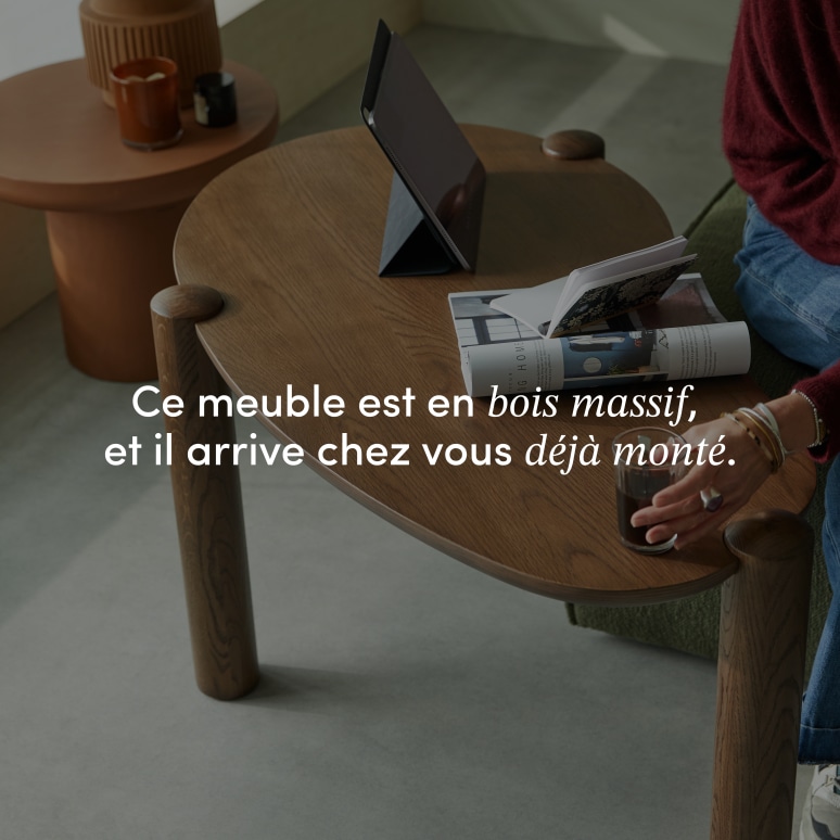 Nora - Table basse en chêne massif, version haute