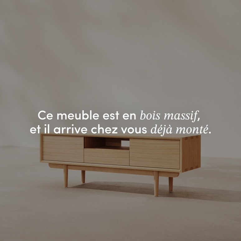 Ellie - Meuble TV en chêne massif 125 cm
