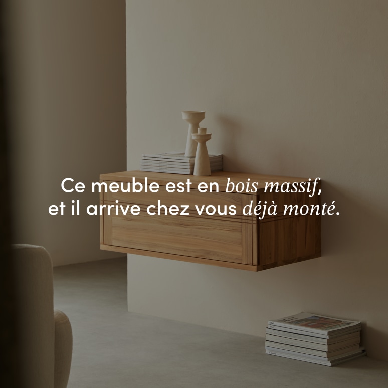 Basic - Meuble TV en teck massif 80 cm