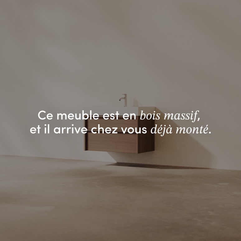 Margot - Meuble Salle de Bain en hévéa massif et terrazzo 80 cm