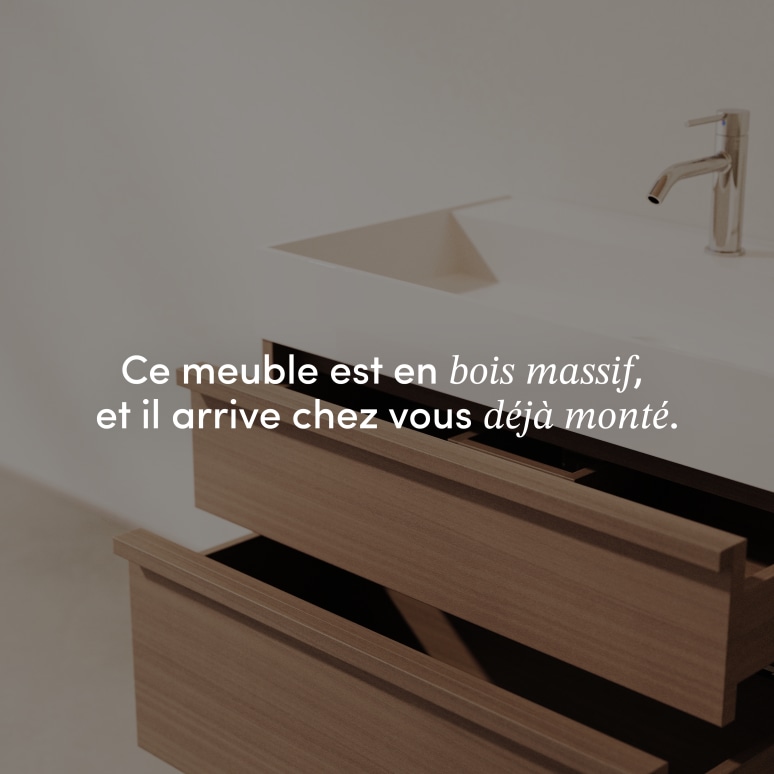Margot - Meuble Salle de Bain en hévéa massif et terrazzo 80 cm