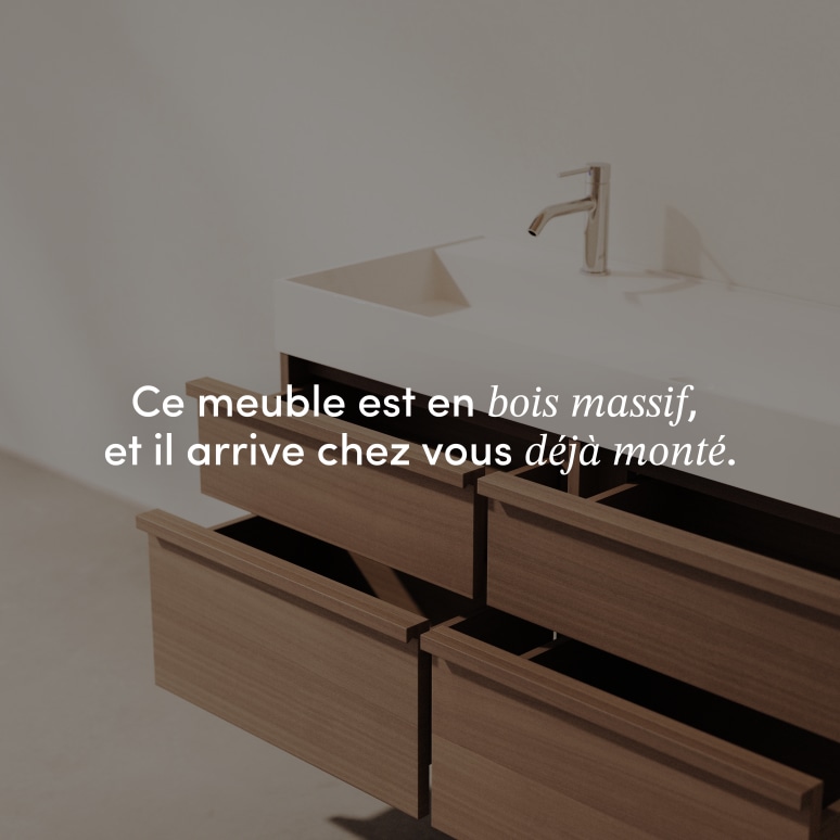Margot - Meuble Salle de Bain en hévéa massif et terrazzo 120 cm