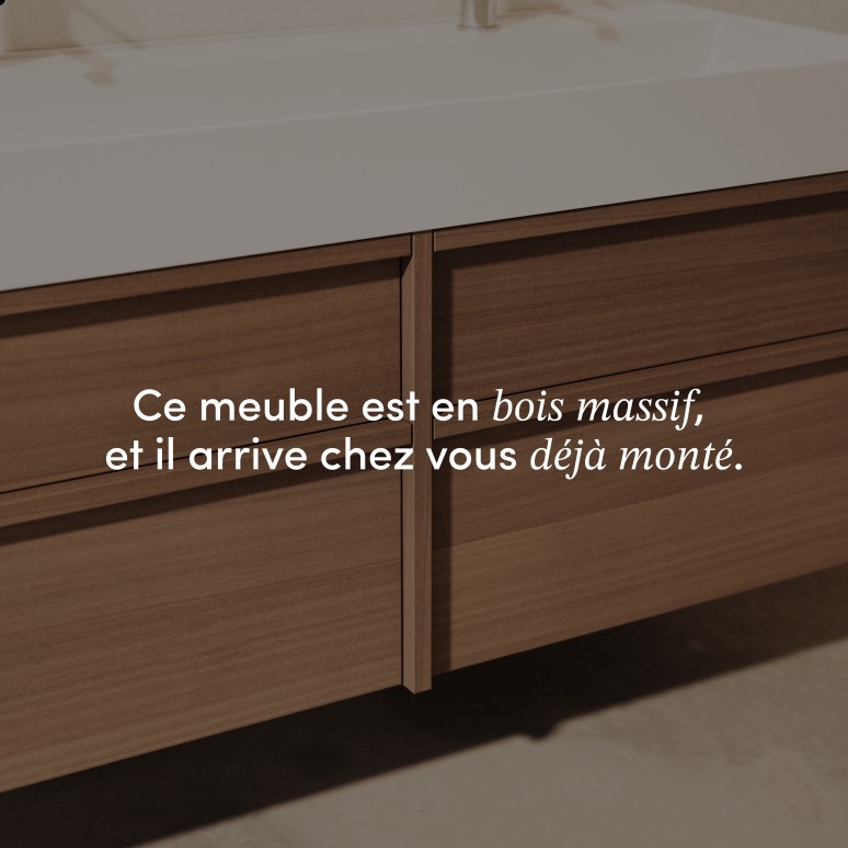 Margot - Meuble Salle de Bain en hévéa massif et terrazzo 120 cm