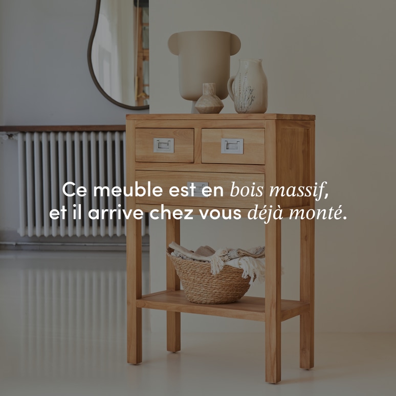 Coffee Tek - Console d'entrée en teck massif P. 30 cm