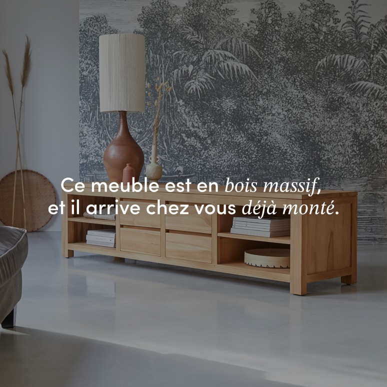 Patio - Meuble TV en teck massif 200 cm