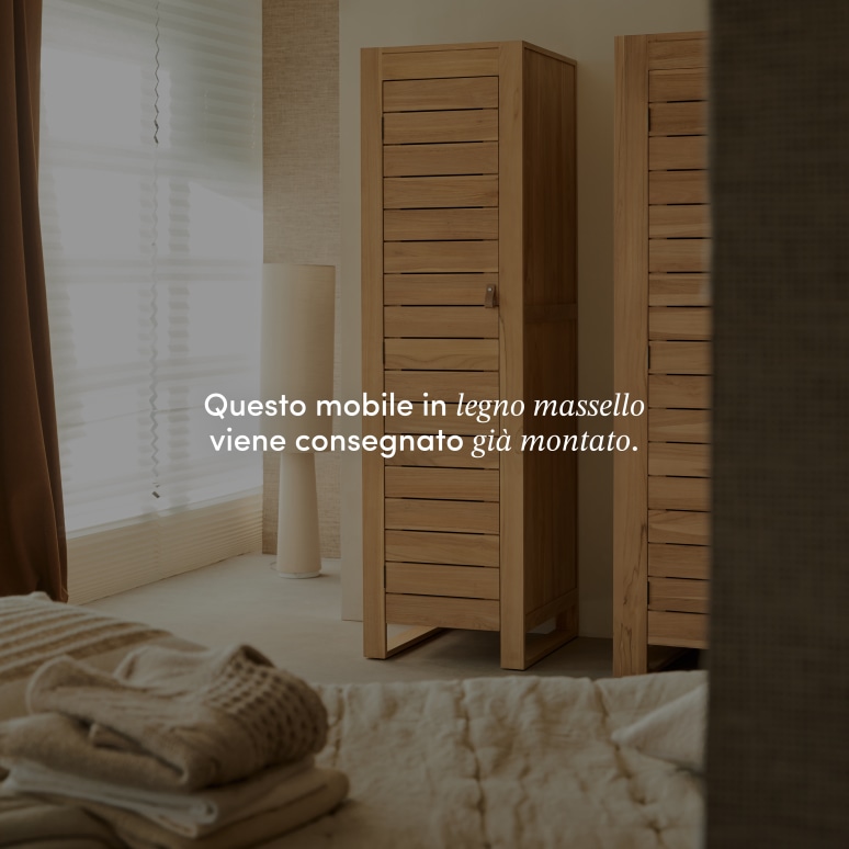 Minimalys - Armadio a colonna singola per bambini in teak massello