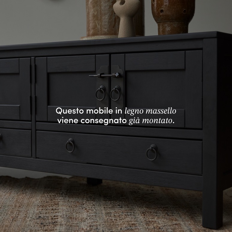 Thaki Black - Mobile TV in legno di pino massello 140 cm
