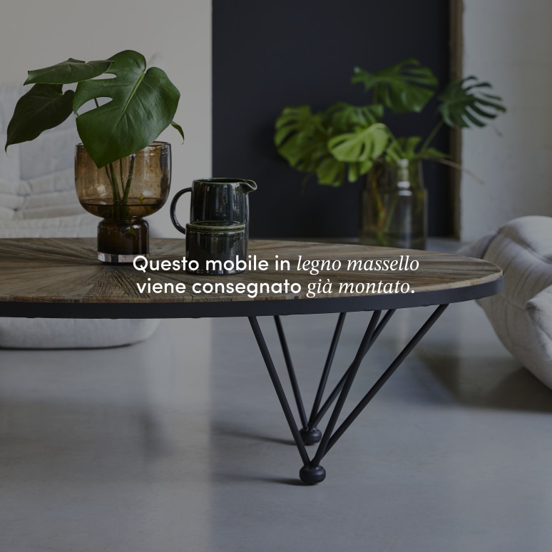 Lancelot - Tavolino in legno di olmo massello riciclato e metallo