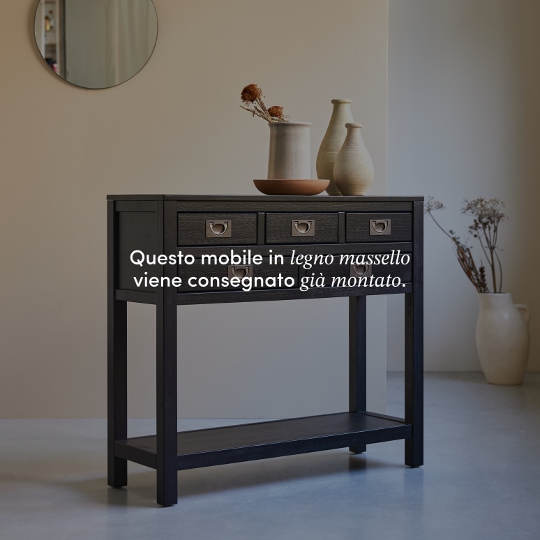 Klaten - Consolle da ingresso in pino massello P. 35 cm