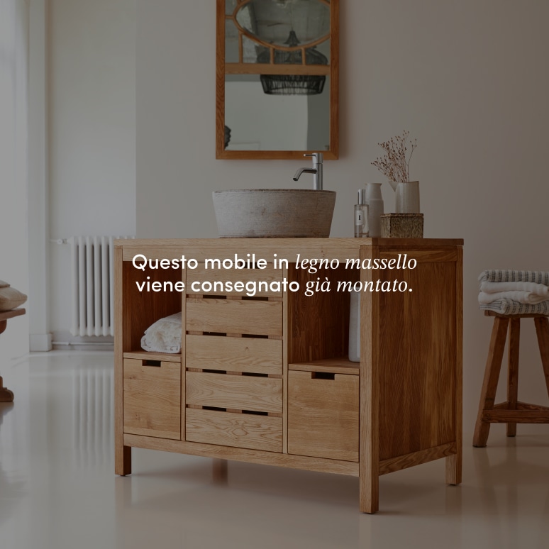 Serena - Mobile per il bagno in legno di quercia massello 100 cm