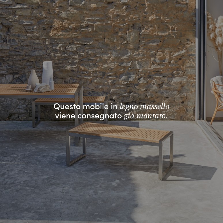 Arno - Panca da giardino in teak massello e inox