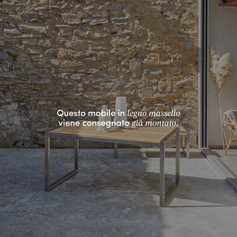 Arno - Tavolo da giardino in teak massello e inox, 4-6 persone
