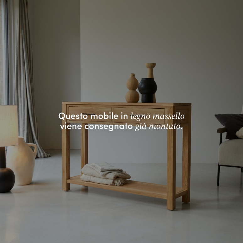 Maë - Consolle da ingresso in teak massello P. 30 cm