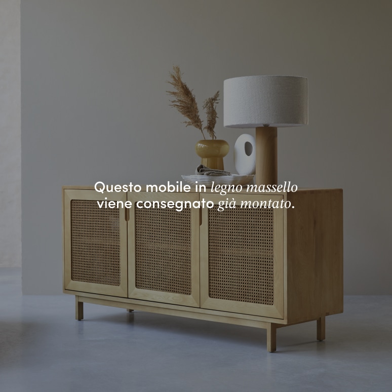 Luis - Buffet in legno di olmo massello e rattan 160 cm