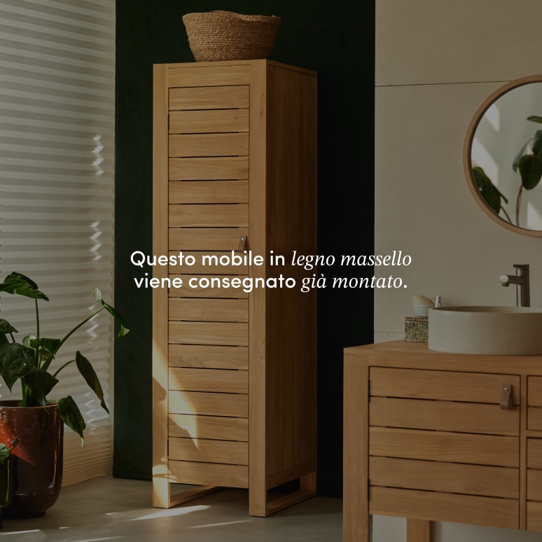 Minimalys - Mobile da bagno a colonna in teak massello