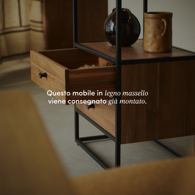 Agra - Mobile a colonna in legno di acacia massello e metallo