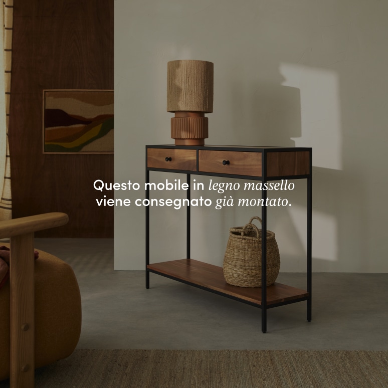 Agra - Consolle in legno di acacia massello e metallo