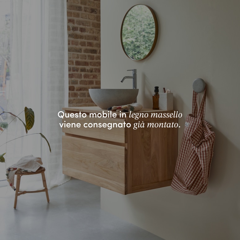 Jacob - Mobile per il bagno in teak massello 80 cm