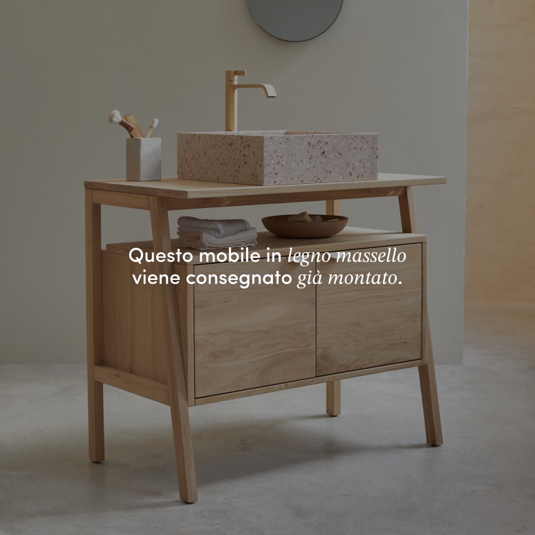 Pola - Mobile per il bagno in legno di quercia massello 90 cm