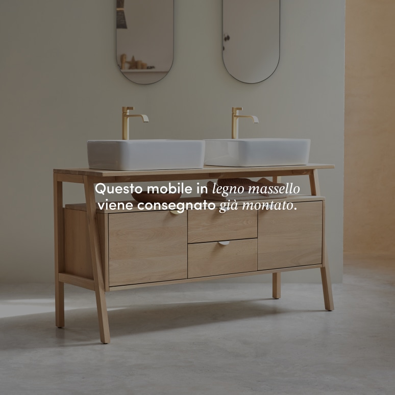Pola - Mobile per il bagno in legno di quercia massello 140 cm