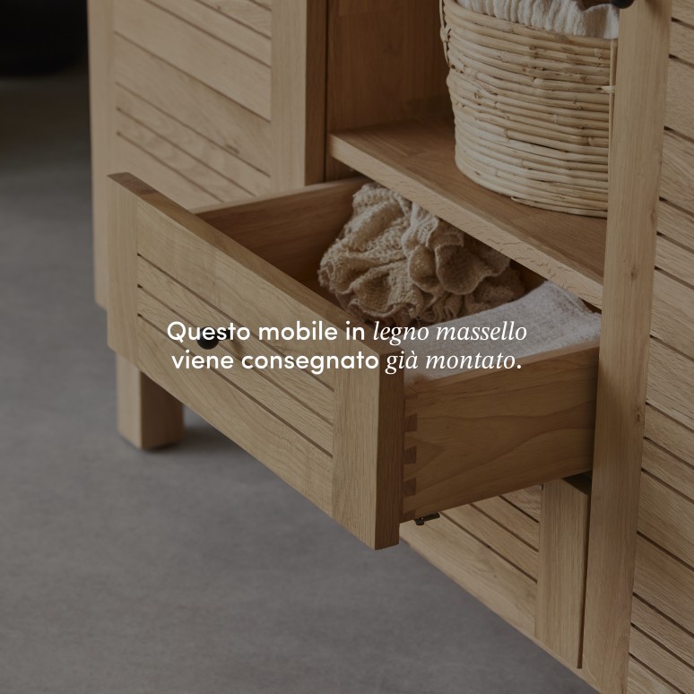 Soho - Mobile per il bagno in legno di quercia massello 125 cm