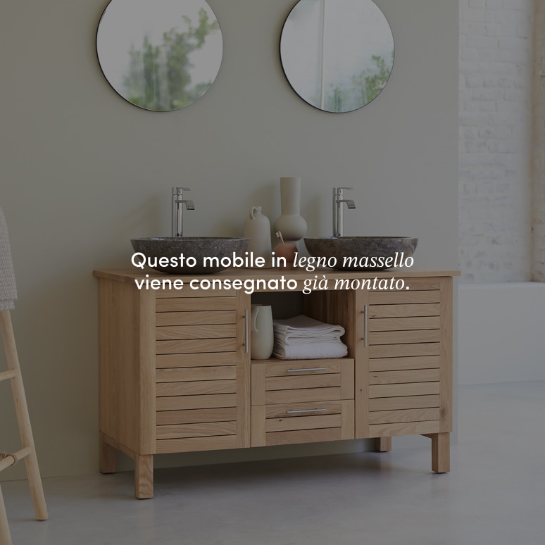 Soho - Mobile per il bagno in legno di quercia massello 125 cm