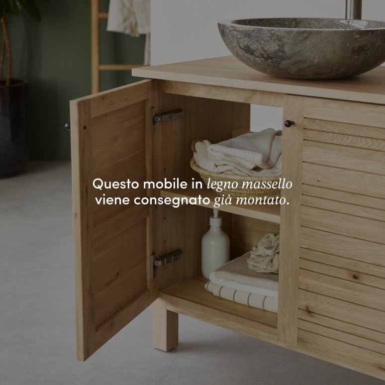 Soho - Mobile per il bagno in legno di quercia massello 85 cm
