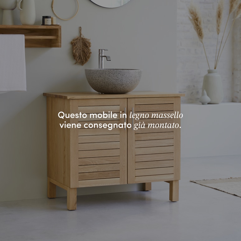 Soho - Mobile per il bagno in legno di quercia massello 85 cm