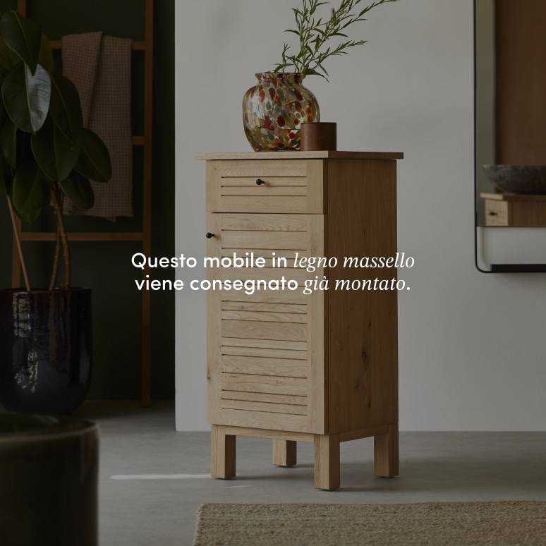 Soho - Mobile basso per il bagno in legno di quercia massello