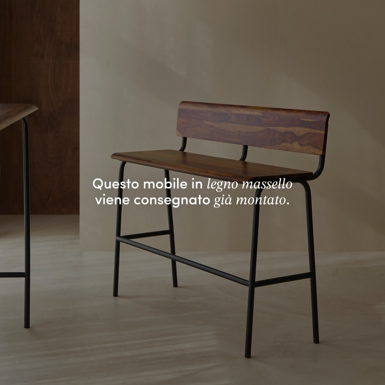 Talia - Panca alta in legno di palissandro massello e metallo