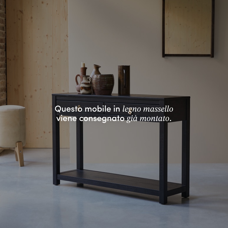 Zenaka - Consolle da ingresso in pino massello con 2 cassetti P. 35 cm