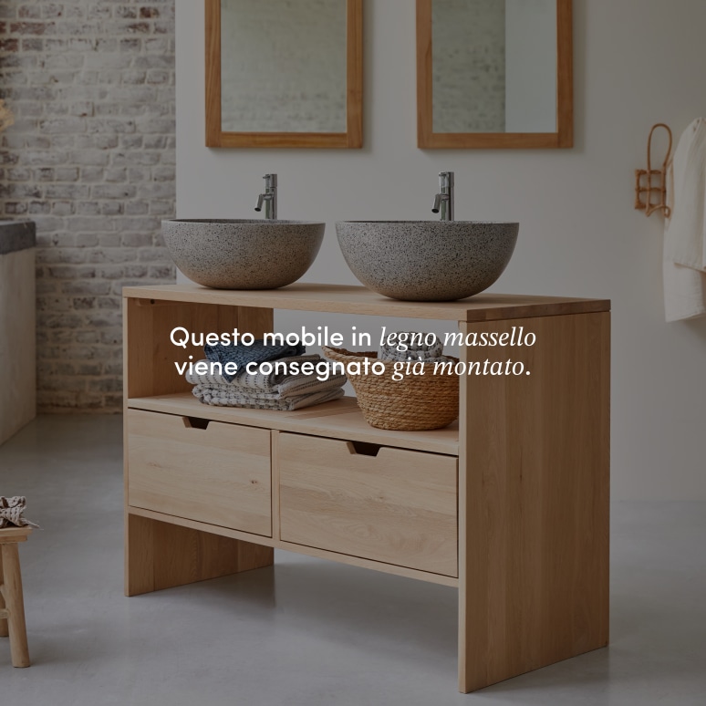 Kwarto - Mobile per il bagno in legno di quercia massello 110 cm