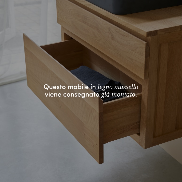 Jacob - Mobile bagno in legno di quercia massello 80 cm