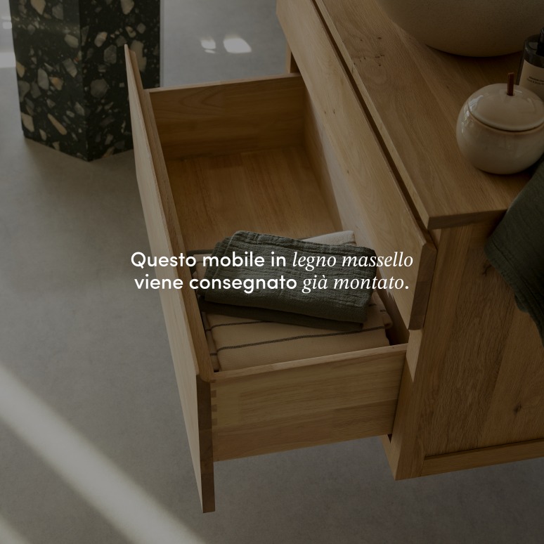 Jacob - Mobile bagno in legno di quercia massello 80 cm