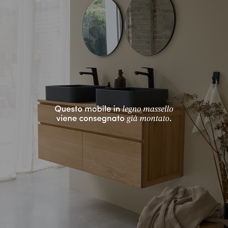 Jacob - Mobile bagno in legno di quercia massello 120 cm